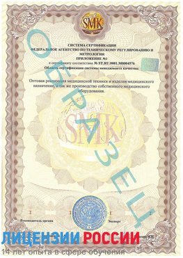 Образец сертификата соответствия (приложение) Палласовка Сертификат ISO 13485